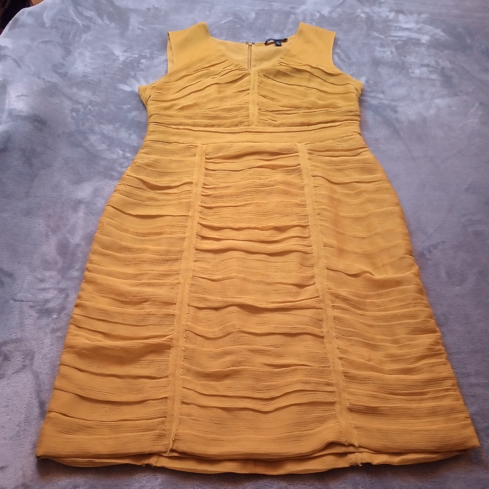 Banana Republic Dress Size 12 Yellow Gold Ruched Sleeveless Party Cocktail